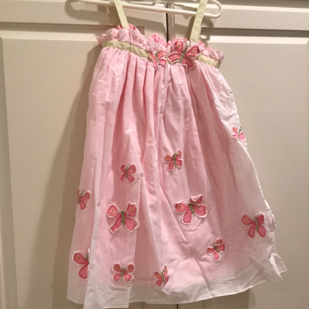 Designer girls’ pink butterfly sundress 4. EUC